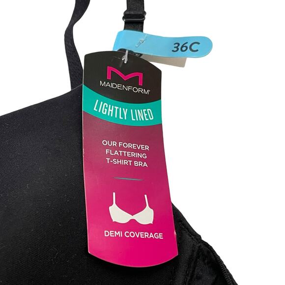 Maidenform Womens Bra Size 36C Lightly Lined Demi T Shirt Bra Underwire Black - Picture 11 of 12